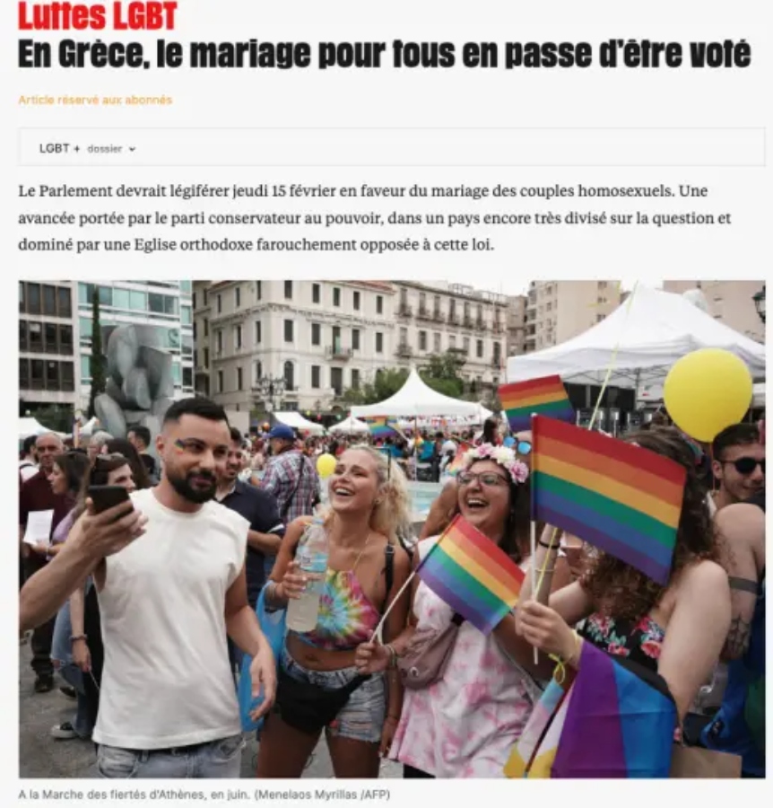 Ύμνοι από Guardian, Times, AP, Liberation για τον νόμο για τα ομόφυλα ζευγάρια