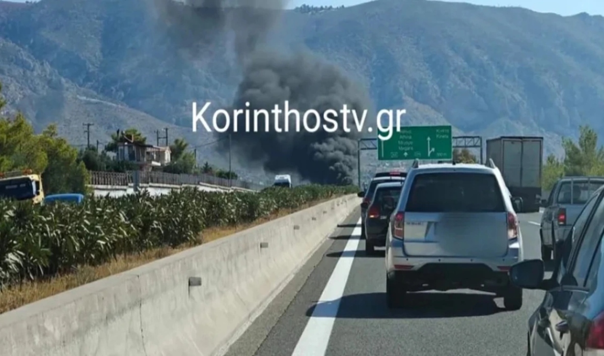 Άνοιξε το ρεύμα της εθνικής οδού προς Κόρινθο μετά τη φωτιά σε βυτιοφόρο που μετέφερε πετρέλαιο