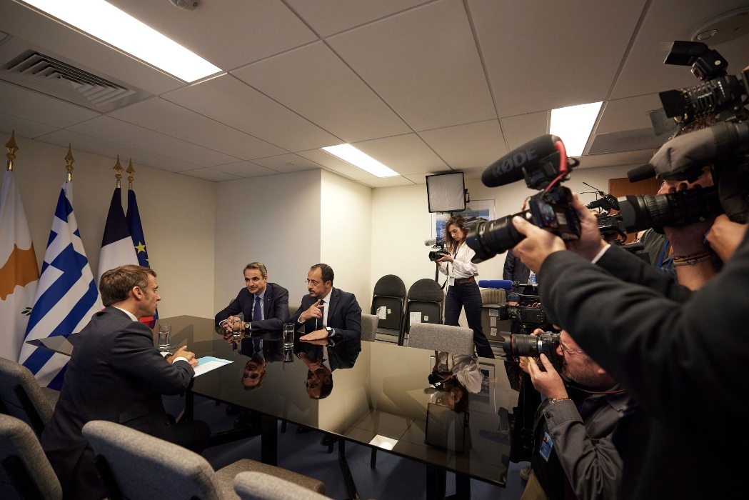 Mitsotakis,Macron,Christodoulides Meet in New York to Discuss Gaza Situation,Great Sea Interconnector,MED9