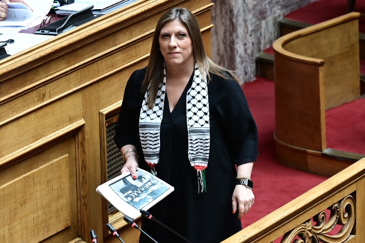 Κωνσταντοπούλου: Στη Βουλή με παλαιστινιακή μαντίλα [pics]