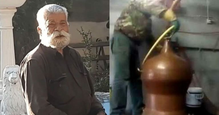 Απίστευτο!O κύριος Γιώργος έκλεισε τα 100, μοιάζει 75 και έβγαλε μόνος του 100 κιλά ρακή!