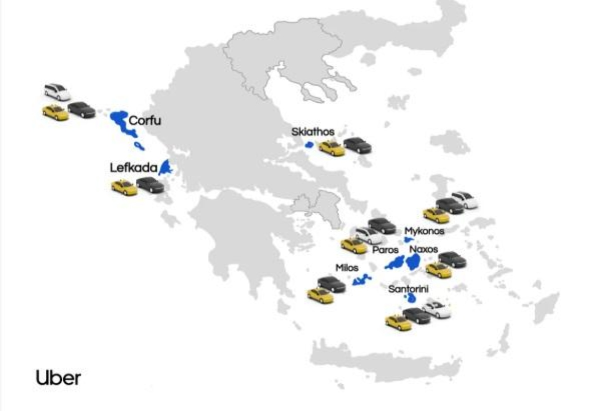 Η Uber έχει παρουσία και σε 8 ελληνικά νησιά