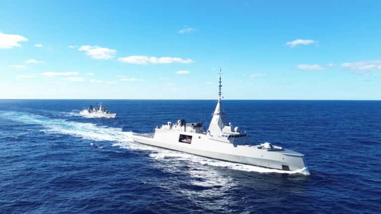 Greek Frigate “Kimon” En Route to Salamis Naval Base in Triumphal Return