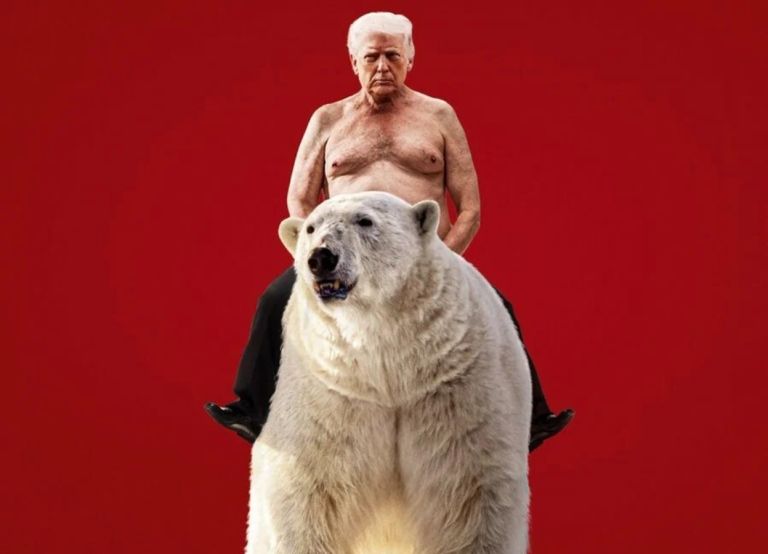 Economist: Χλευάζει τις δηλώσεις Τραμπ εμφανίζοντάς τον ημίγυμνο πάνω σε πολική αρκούδα