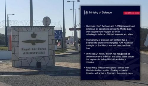 Βρετανικό Υπουργείο Άμυνας: Τι αναφέρει σε ανακοίνωσή του για την Ιρανική επίθεση με drone στο Ακρωτήρι
