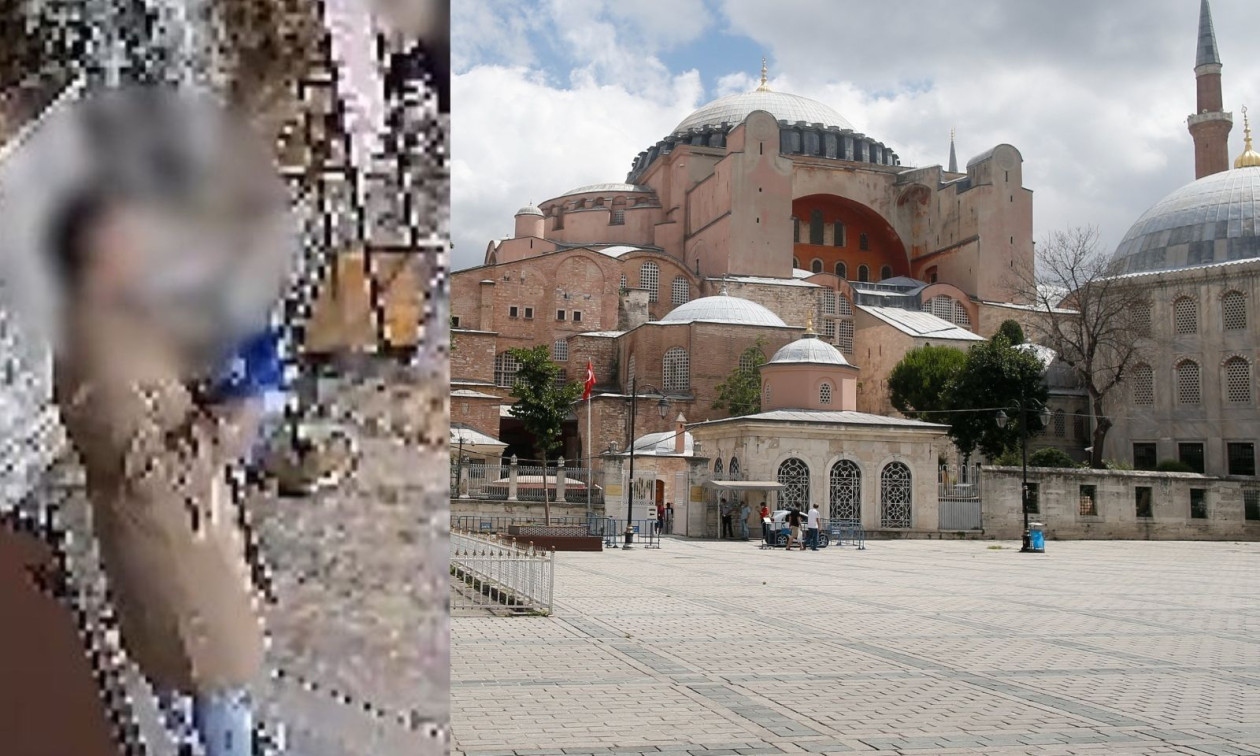 Συνελήφθησαν γιατί άνοιξαν ελληνική σημαία με σταυρό μέσα στην Αγιά Σοφιά, τη Μεγάλη Πέμπτη [vid]