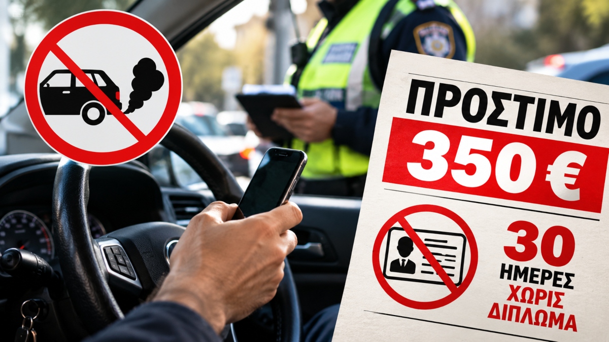 Πρόστιμο 350 ευρώ και 30 ημέρες χωρίς δίπλωμα αν δεν σβήνουμε τον κινητήρα